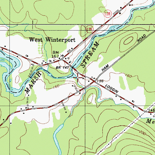 Topographic Map of Meadow Brook, ME