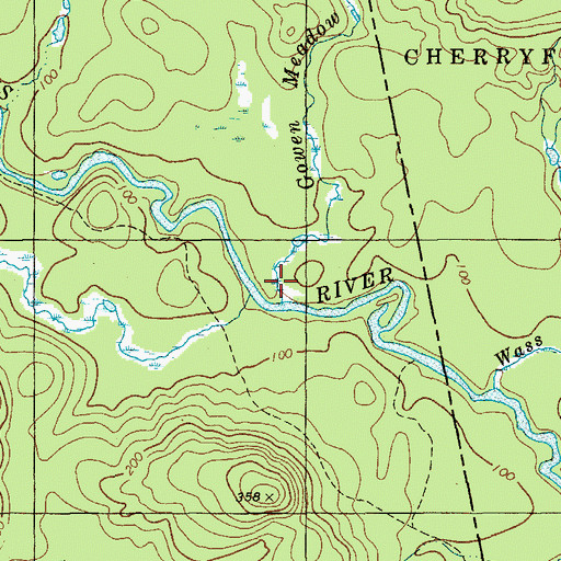 Topographic Map of Gowen Meadow Brook, ME