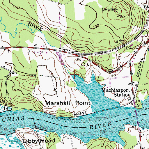 Topographic Map of Meadow Brook, ME