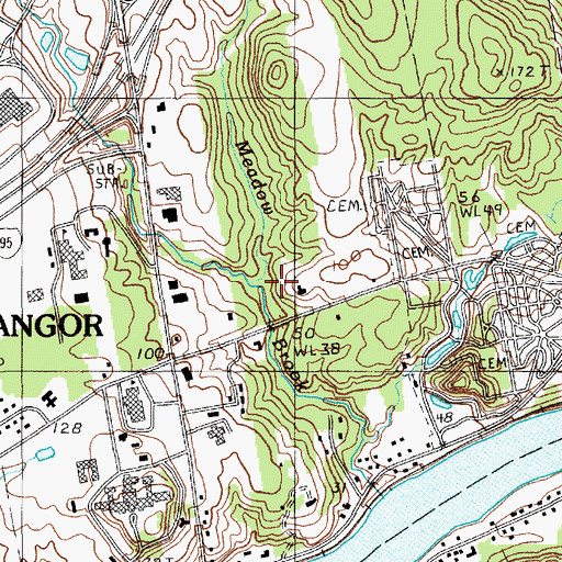 Topographic Map of Meadow Brook, ME