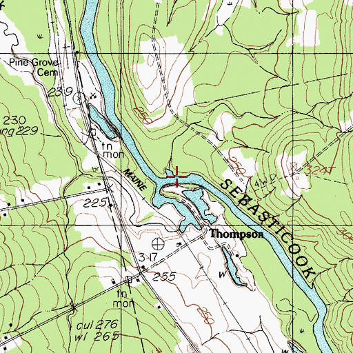 Topographic Map of Meadow Brook, ME