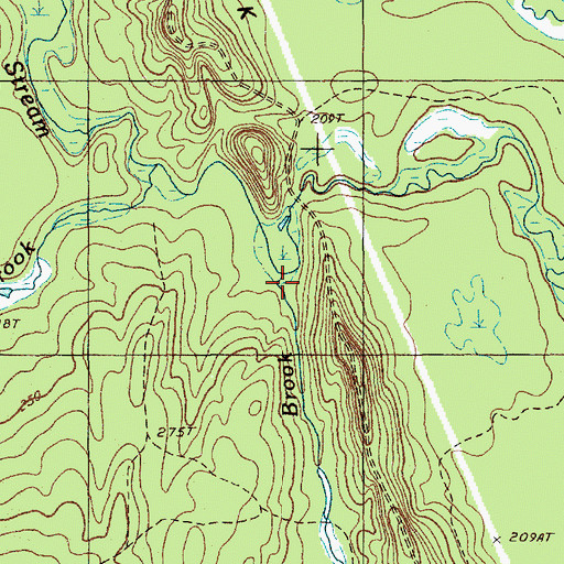 Topographic Map of Nine Meadow Brook, ME