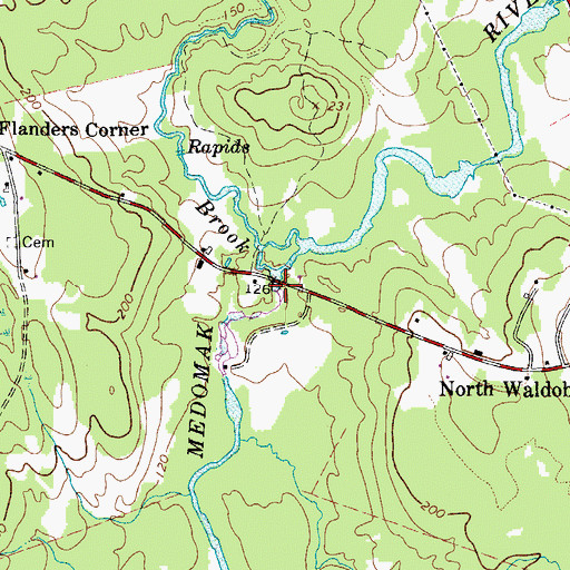Topographic Map of Meadow Brook, ME