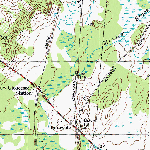 Topographic Map of Meadow Brook, ME