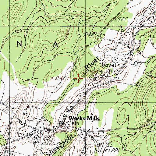 Topographic Map of Meadow Brook, ME