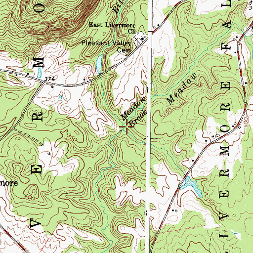 Topographic Map of Meadow Brook, ME