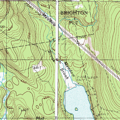 Topographic Map of Meadow Brook, ME