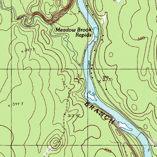 Topographic Map of Meadow Brook Rapids, ME