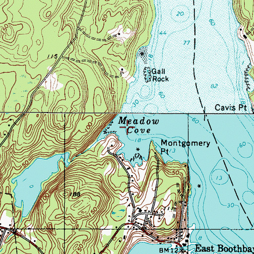 Topographic Map of Meadow Cove, ME