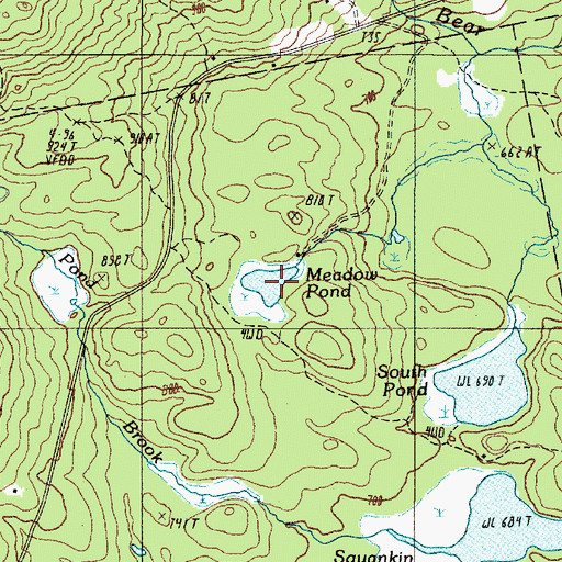 Topographic Map of Meadow Pond, ME
