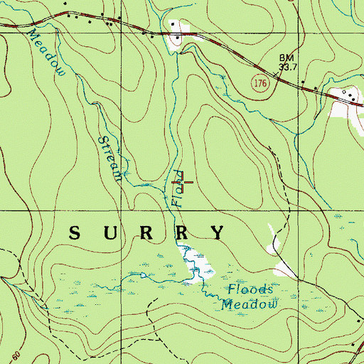 Topographic Map of Meadow Stream, ME