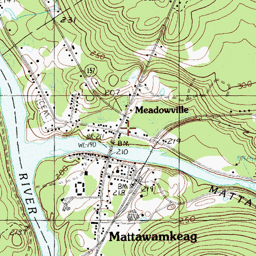 Topographic Map of Meadowville, ME