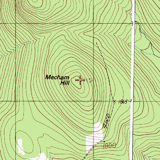 Topographic Map of Mecham Hill, ME