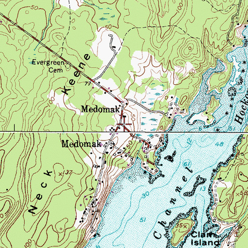 Topographic Map of Medomak, ME