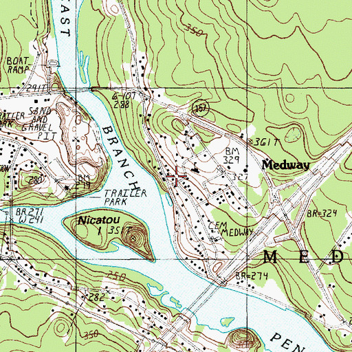 Topographic Map of Medway, ME