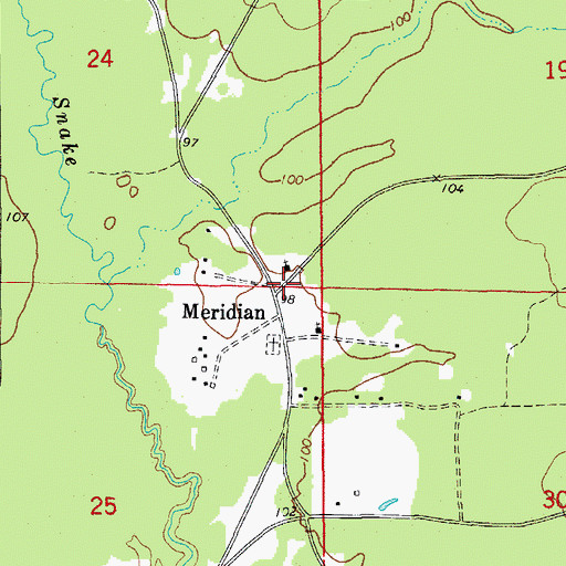 Topographic Map of Meridian, AR