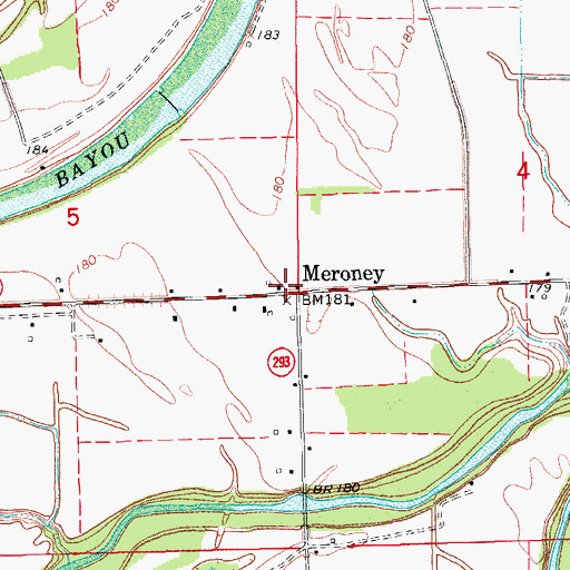 Topographic Map of Meroney, AR