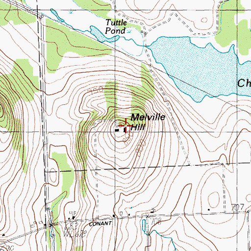 Topographic Map of Melville Hill, ME