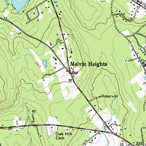 Topographic Map of Melvin Heights, ME