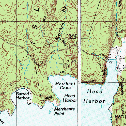 Topographic Map of Merchant Brook, ME