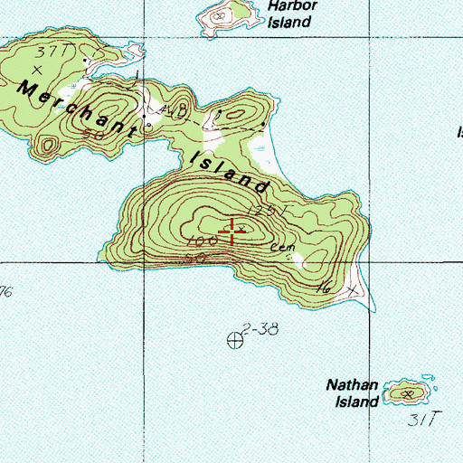 Topographic Map of Merchant Island, ME