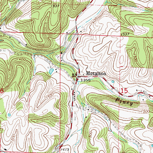 Topographic Map of Metalton, AR