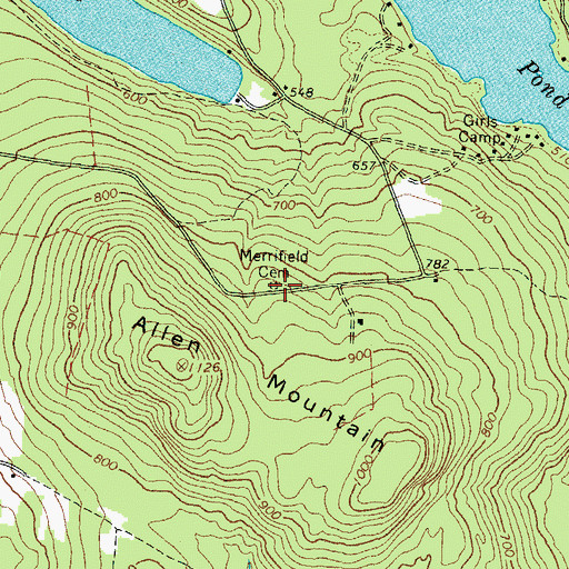 Topographic Map of Merrifield Cemetery, ME