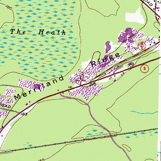 Topographic Map of Merriland Ridge, ME