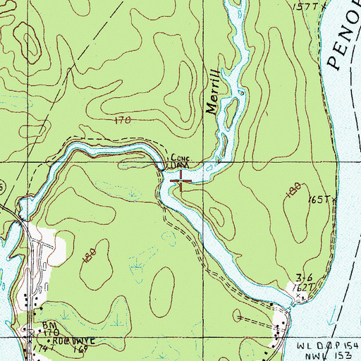 Topographic Map of Merrill Brook, ME