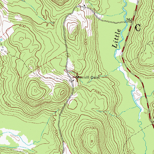 Topographic Map of Merrill Cemetery, ME