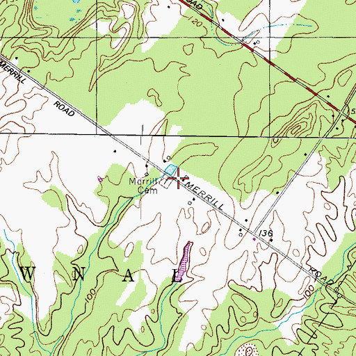 Topographic Map of Merrill Cemetery, ME