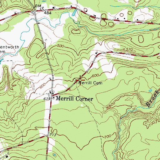 Topographic Map of Merrill Cemetery, ME