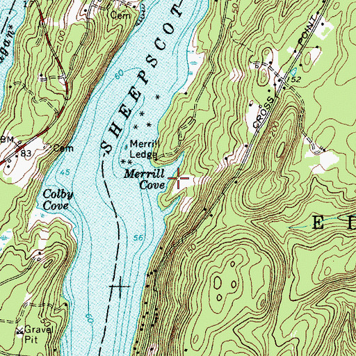 Topographic Map of Merrill Cove, ME