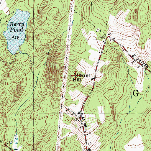 Topographic Map of Merrill Hill, ME