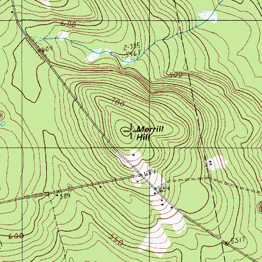 Topographic Map of Merrill Hill, ME