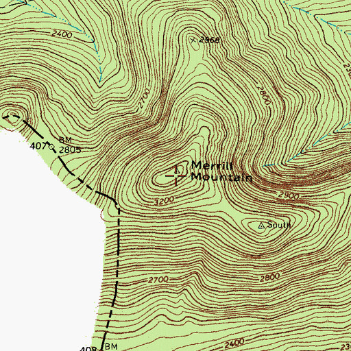 Topographic Map of Merrill Mountain, ME
