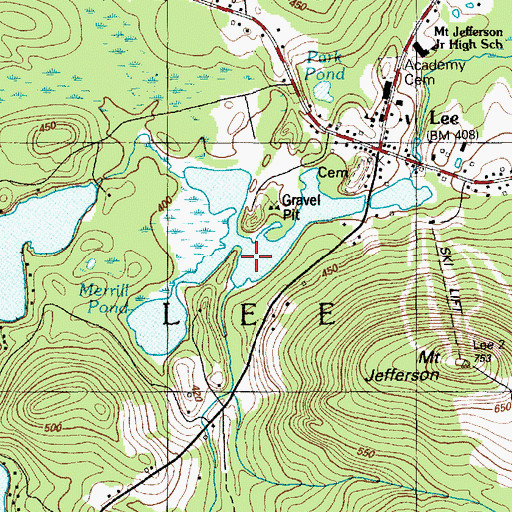 Topographic Map of Merrill Pond, ME