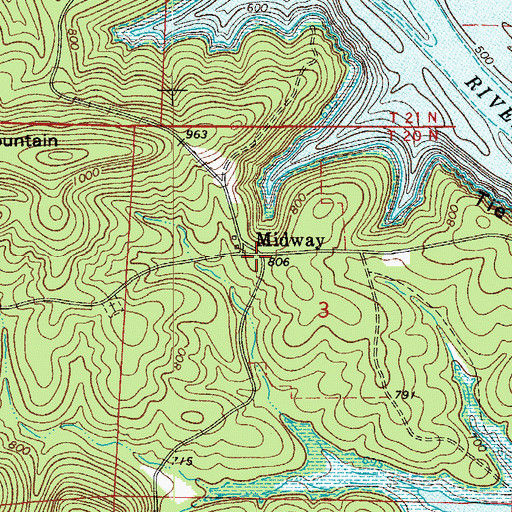 Topographic Map of Midway, AR
