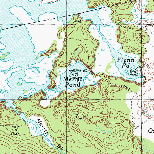 Topographic Map of Merrit Pond, ME