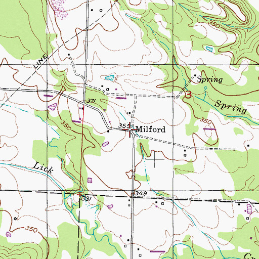 Topographic Map of Milford, AR