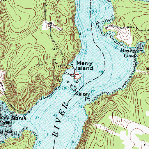 Topographic Map of Merry Island, ME