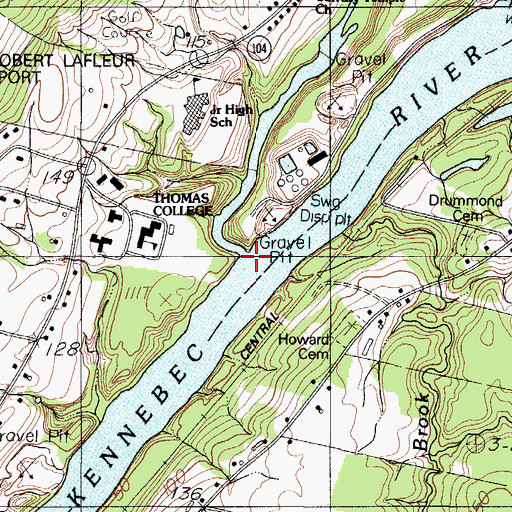 Topographic Map of Messalonskee Stream, ME