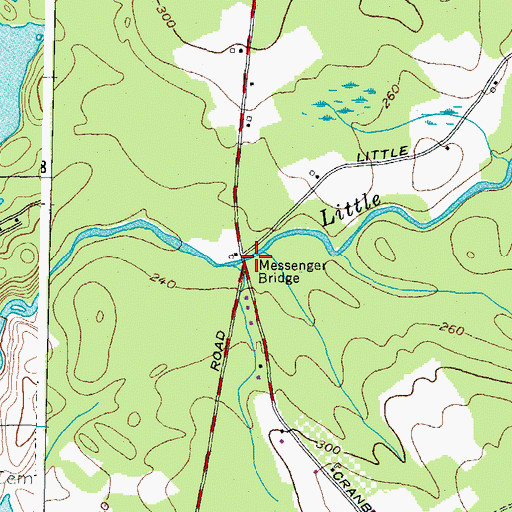 Topographic Map of Messenger Bridge, ME
