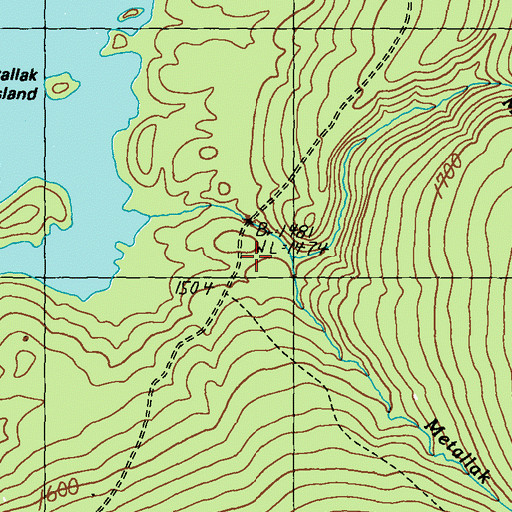 Topographic Map of Metallak Brook, ME