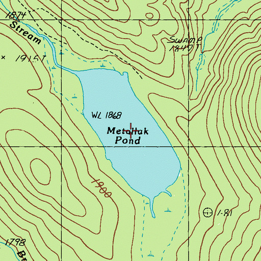 Topographic Map of Metallak Pond, ME
