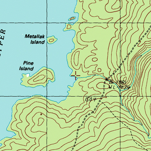 Topographic Map of Metallak Stream, ME