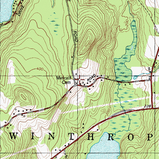 Topographic Map of Metcalf Cemetery, ME