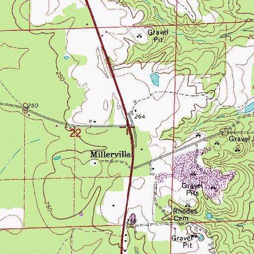 Topographic Map of Millerville, AR