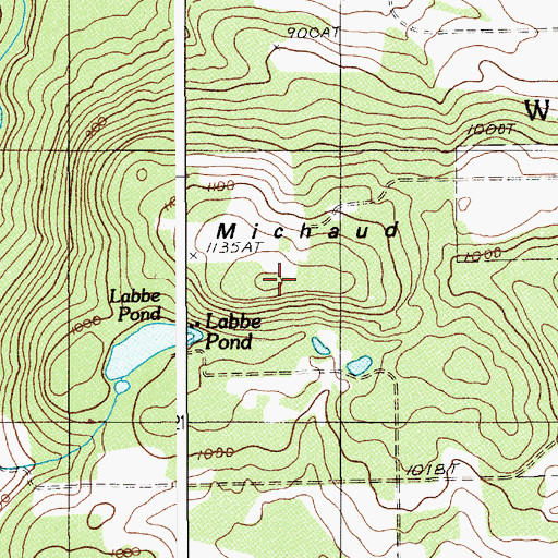 Topographic Map of Michaud Hill, ME