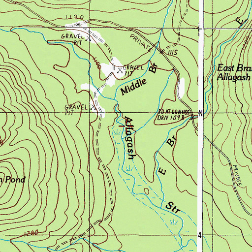 Topographic Map of Middle Branch Allagash Stream, ME